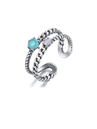 925 Sterling Silber Vintage Hanfseil stapelbarer Ring
