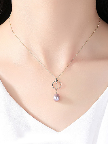 Sterling Silver Natural Pearl Necklace with three colors optional