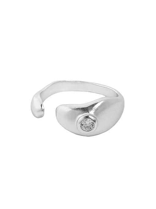 925 Sterling Silver Rhinestone Irregular Minimalist Band Ring
