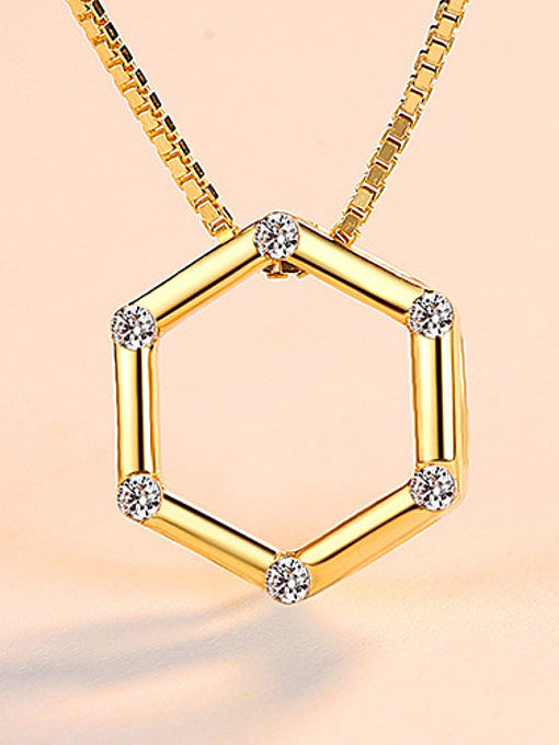 Collier hexagonal en argent sterling avec zircon 3A