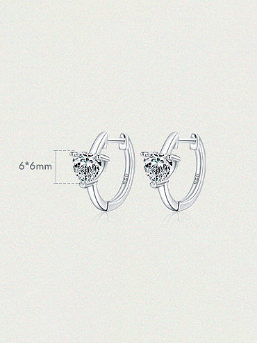 925 Sterling Silver Cubic Zirconia Heart Dainty Huggie Earring