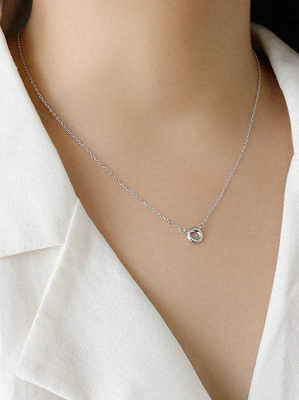 925 Sterling Silver With Gold Plated Simplistic Hollow Round Necklaces