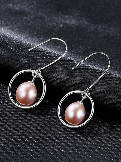 Sterling Silver 8-9mm Natural Pearl simple Stud Earrings