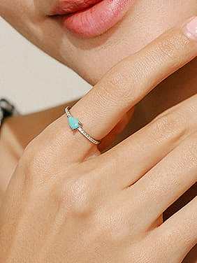 925 Sterling Silver Turquoise Water Drop Minimalist Band Ring