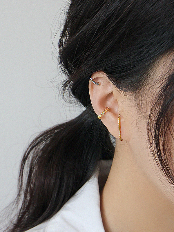 925 Sterling Silver With Hemp Flowers Personality Irregular Stud Earrings