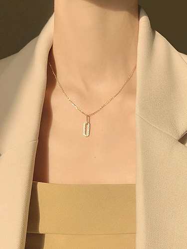 925 Sterling Silver Cubic Zirconia Rectangle Dainty Necklace