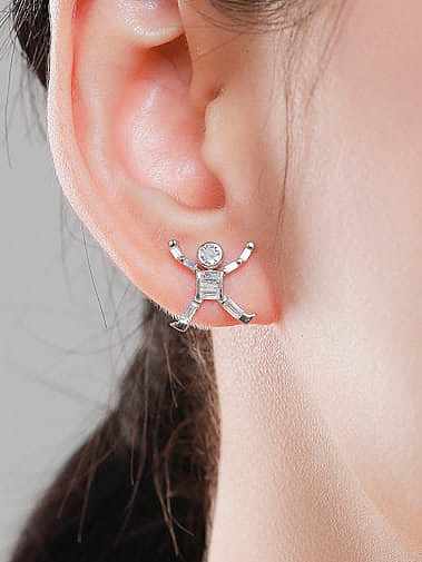 925 Sterling Silver Cubic Zirconia Irregular Cute Stud Earring