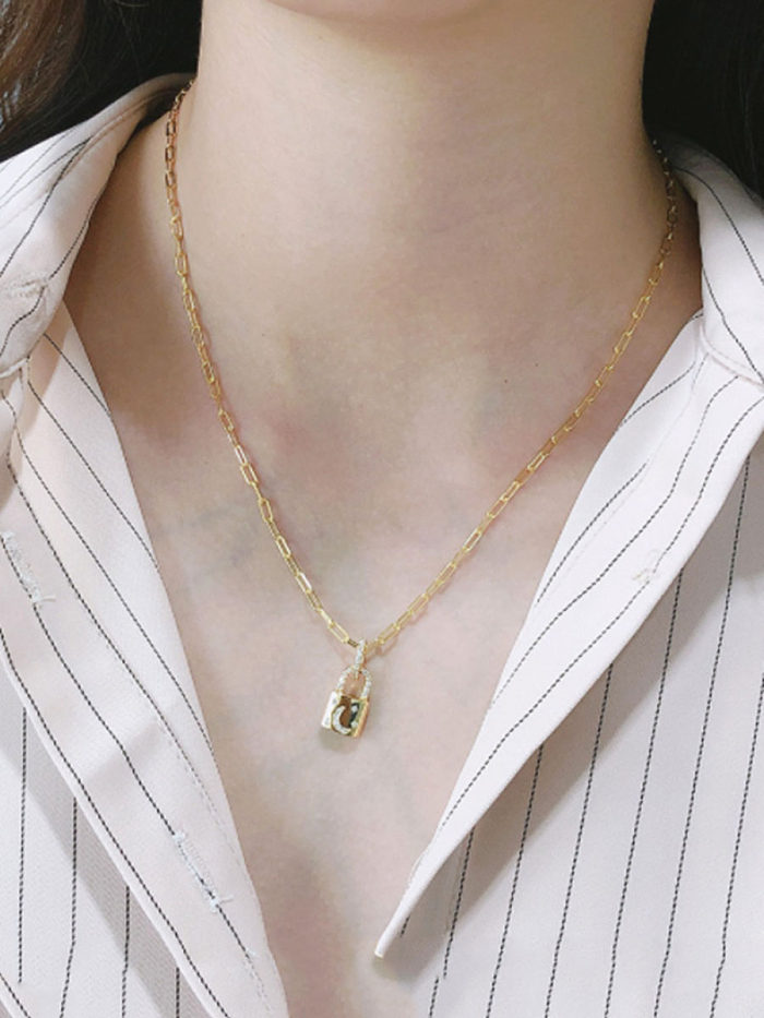 925er Sterlingsilber mit vergoldeten schlichten Medaillon-Halsketten