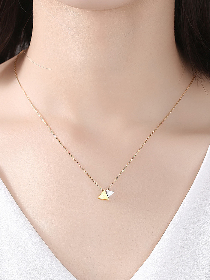 925 Sterling Silver with Glossy Simplistic Triangle Necklaces