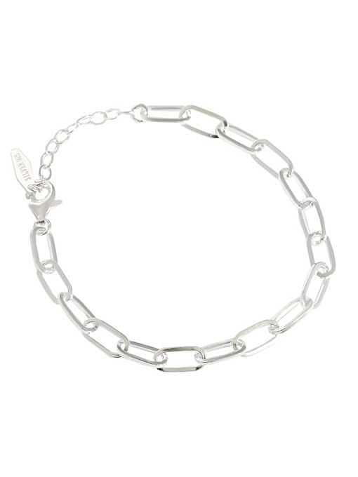 925 Sterling Silver Hollow Geometric Chain Vintage Link Bracelet