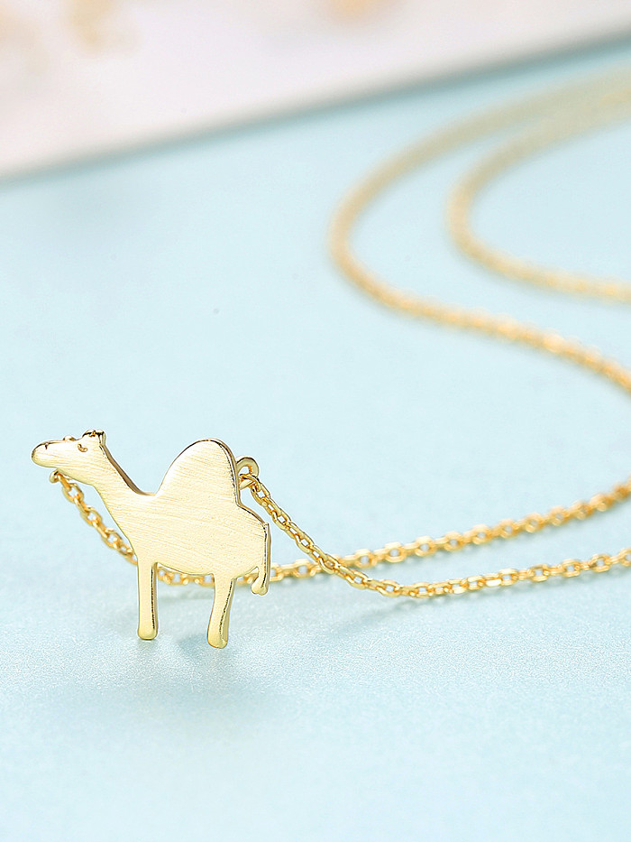 Sterling silver cartoon animal shape camel necklace