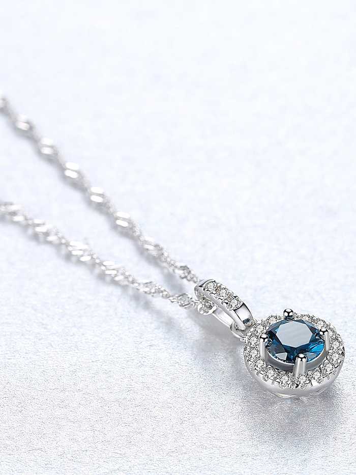 925 Sterling Silver Cubic Zirconia Multi Color Simple Round Necklace