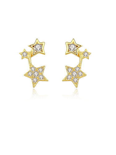 Boucles d'oreilles en argent sterling 925 avec étoile simpliste plaquée or