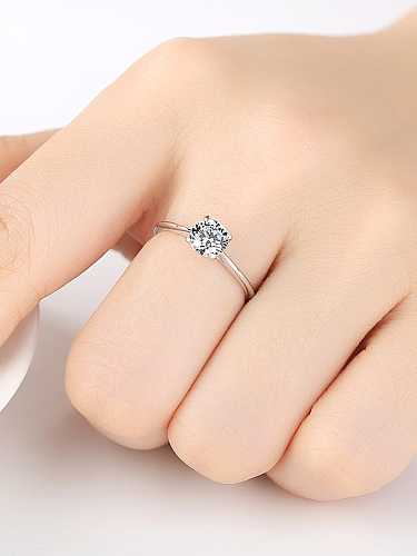 925 Sterling Silver White Square Cubic Zirconia Minimalist Band Ring