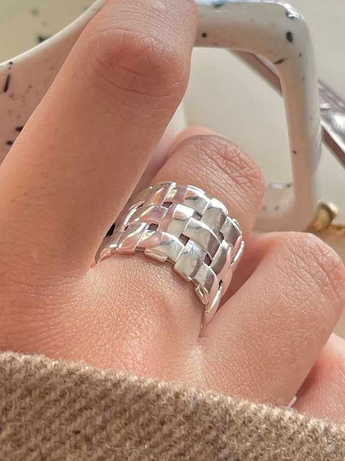 925 Sterling Silver Geometric Vintage Band Ring