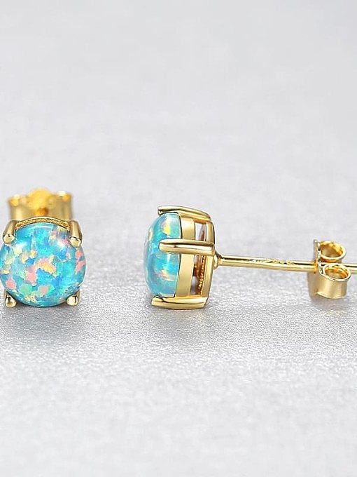 Boucles d'oreilles minimalistes géométriques opale en argent sterling 925