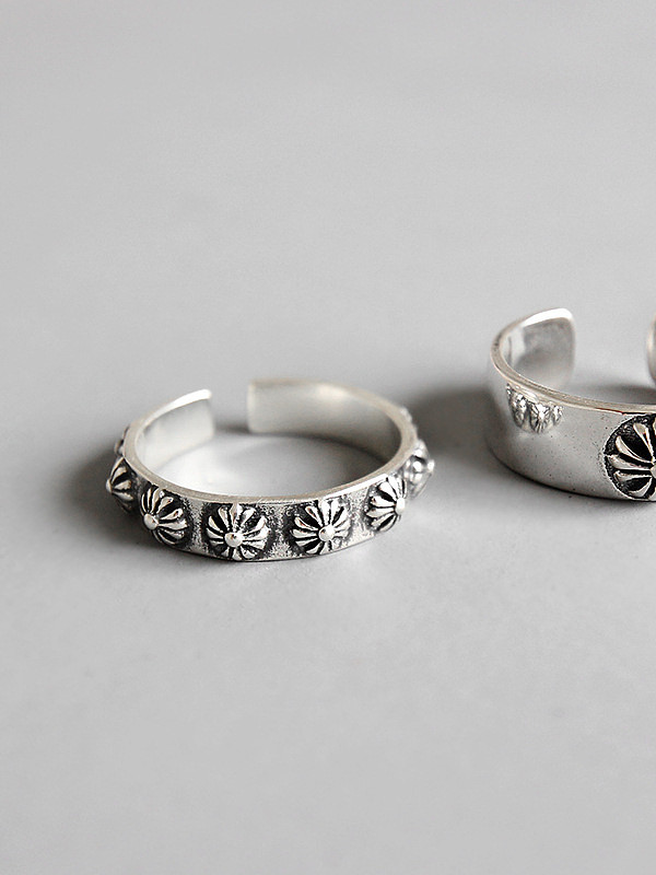 خاتم من الفضة الإسترليني بتصميم متقاطع على شكل زهرة