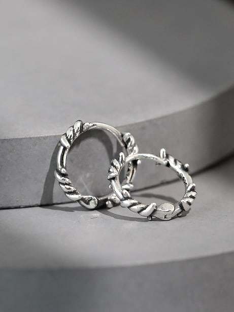 925 Sterling Silver Irregular Vintage Hoop Earring