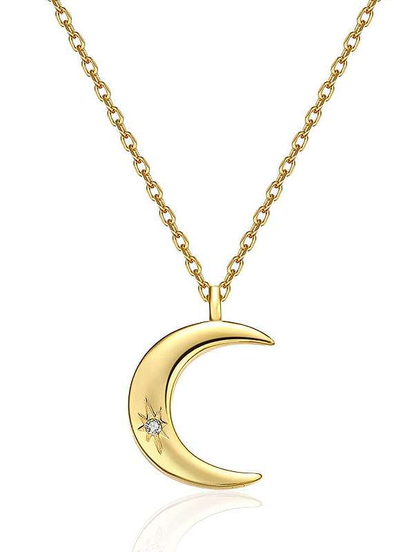 925 Sterling Silver Moon Minimalist Necklace