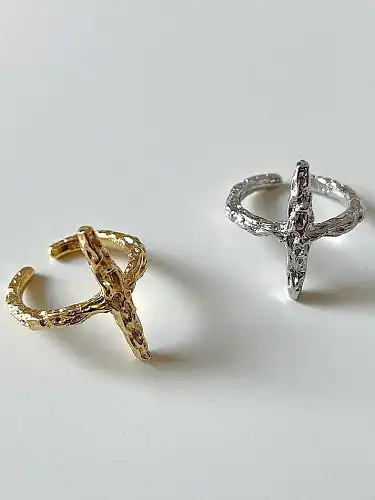 925 Sterling Silver Cross Vintage Band Ring
