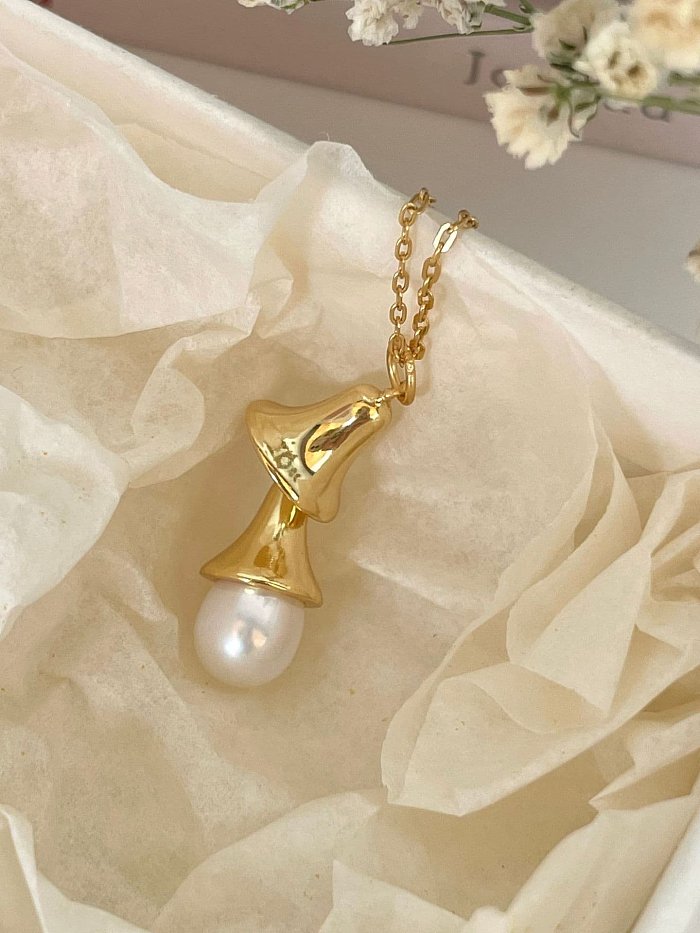 925 Sterling Silver Imitation Pearl Water Drop Vintage Necklace