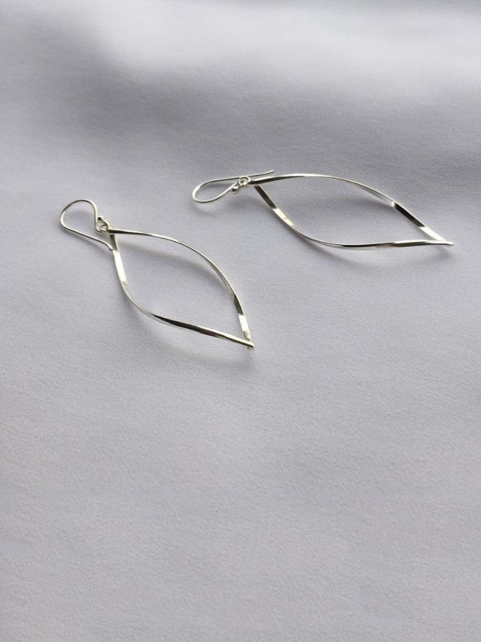 925 Sterling Silver Geometric Minimalist Double Twist Drop Earring