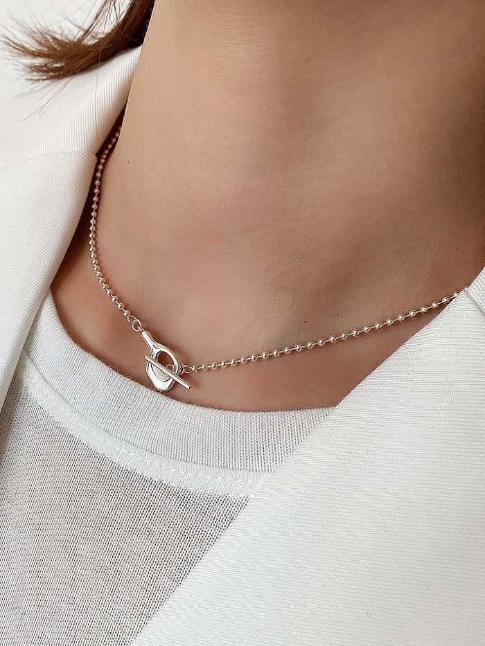 Runde minimalistische Perlenkette aus 925er Sterlingsilber
