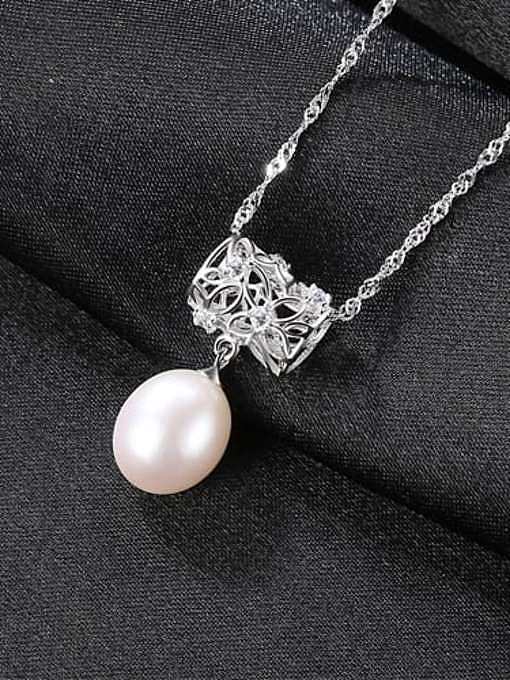 925 Sterling Silver Freshwater Pearl Fashion irregular pendant Necklace