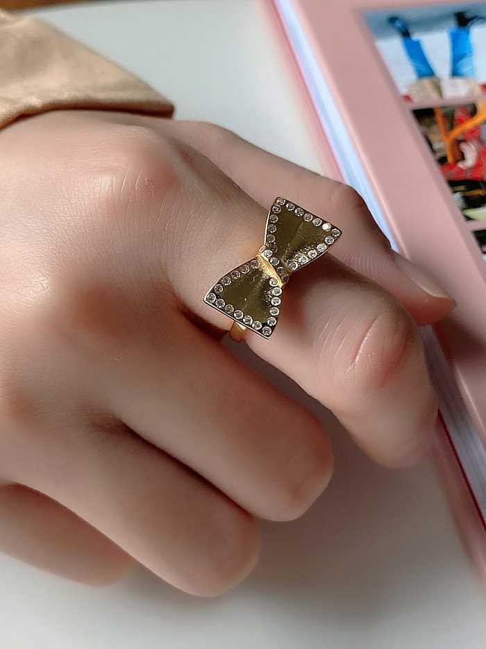 925 Sterling Silver Rhinestone Bowknot Minimalist free size Ring