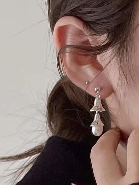925 Sterling Silver Bell Hip Hop Drop Earring (Single-Only One))