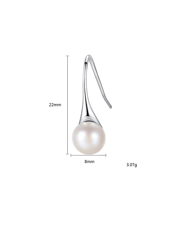 Pure silver 8-8.5mm Natural Pearl Earrings