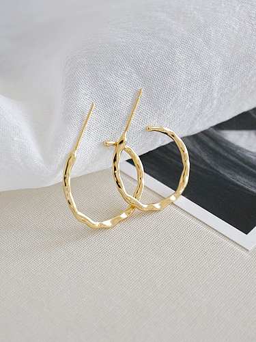 Sterling Silver irregular concave convex geometric Earring