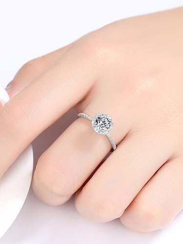 925 Sterling Silver Cubic Zirconia White Round Minimalist Band Ring