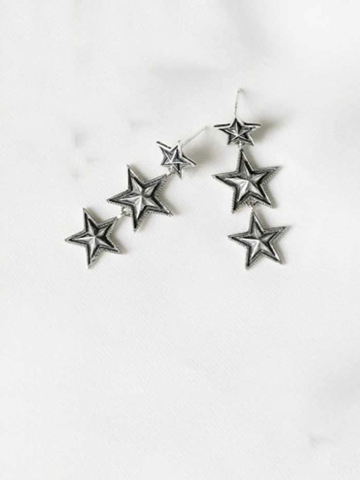 Boucles d'oreilles pendantes vintage étoile en argent sterling 925