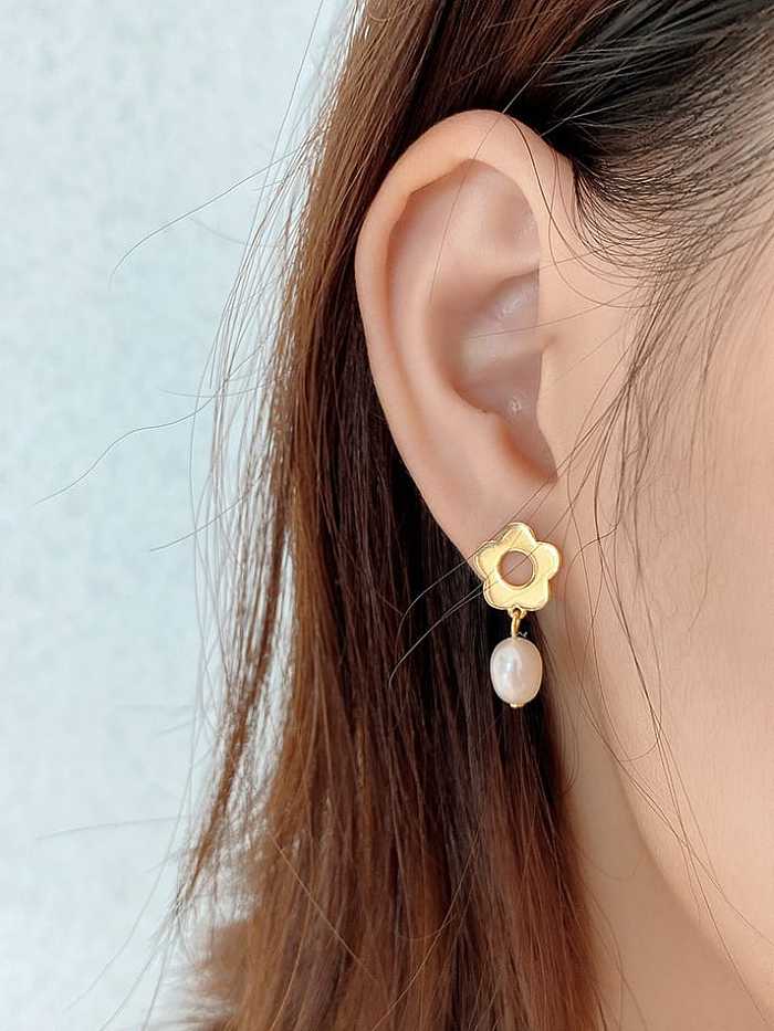 Boucles d'oreilles vintage en forme de perle d'imitation en argent sterling 925