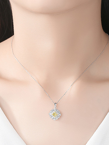 925 Sterling Silver With Platinum Plated Delicate Square Necklaces