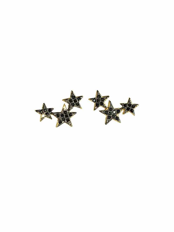 925 Sterling Silver Cubic Zirconia Black Star Trend Stud Earring