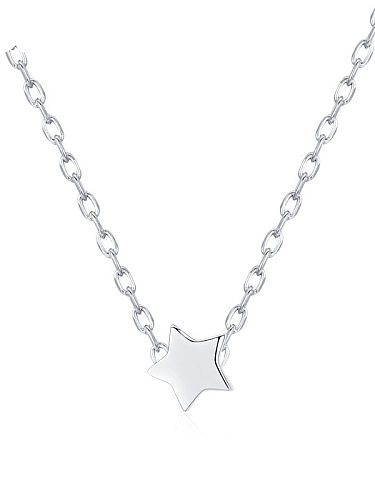 Colar pingente de estrela de cinco pontas minimalista de prata esterlina 925