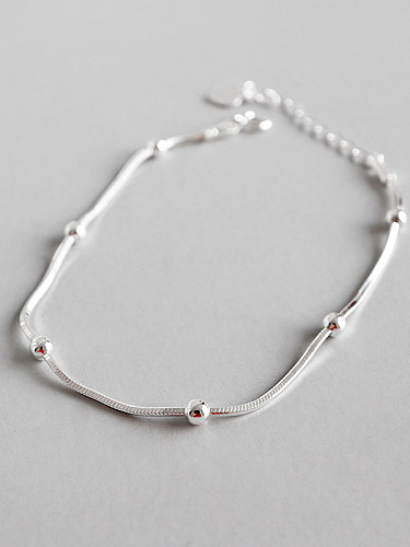 Pure silver fashion simple bead snake bone Bracelet