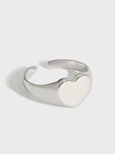 Anel de banda minimalista de coração de prata esterlina 925