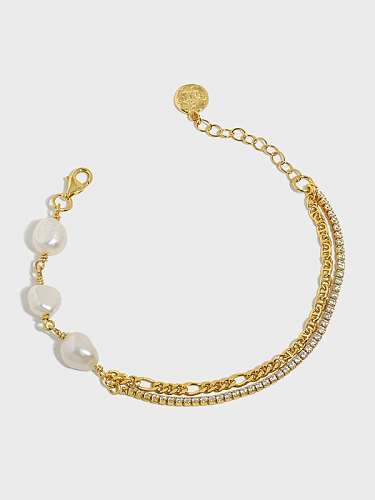 Bracelet en argent sterling 925 avec perles d'eau douce géométriques Vintage Strand