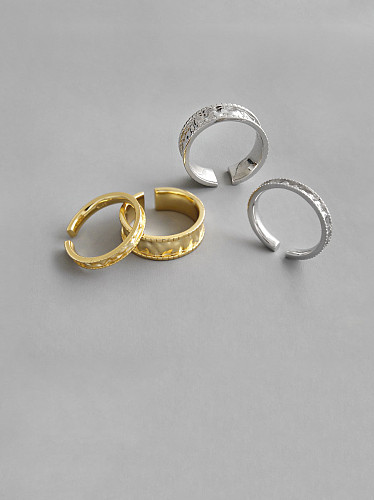 Anéis de prata esterlina 925 com banho de ouro clássico ruga redondo tamanho livre