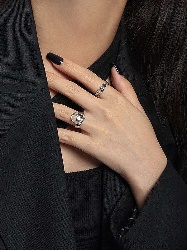 925 Sterling Silver Smooth Geometric Vintage Band Ring