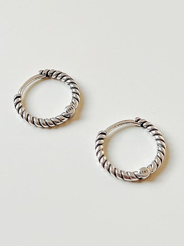 925 Sterling Silver Round Vintage Huggie Earring