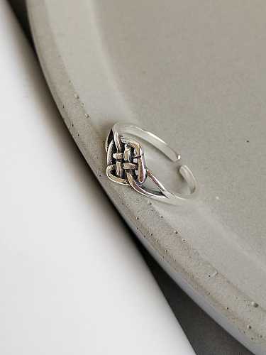 925 Sterling Silver Woven Vintage Free Size Midi Ring