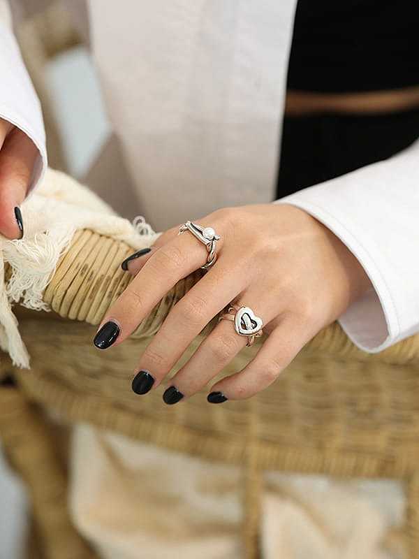 925 Sterling Silver Heart Vintage Band Ring