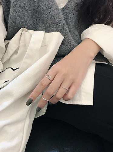 925 Sterling Silver With Gold Plated Simplistic Irregular Free Size Rings