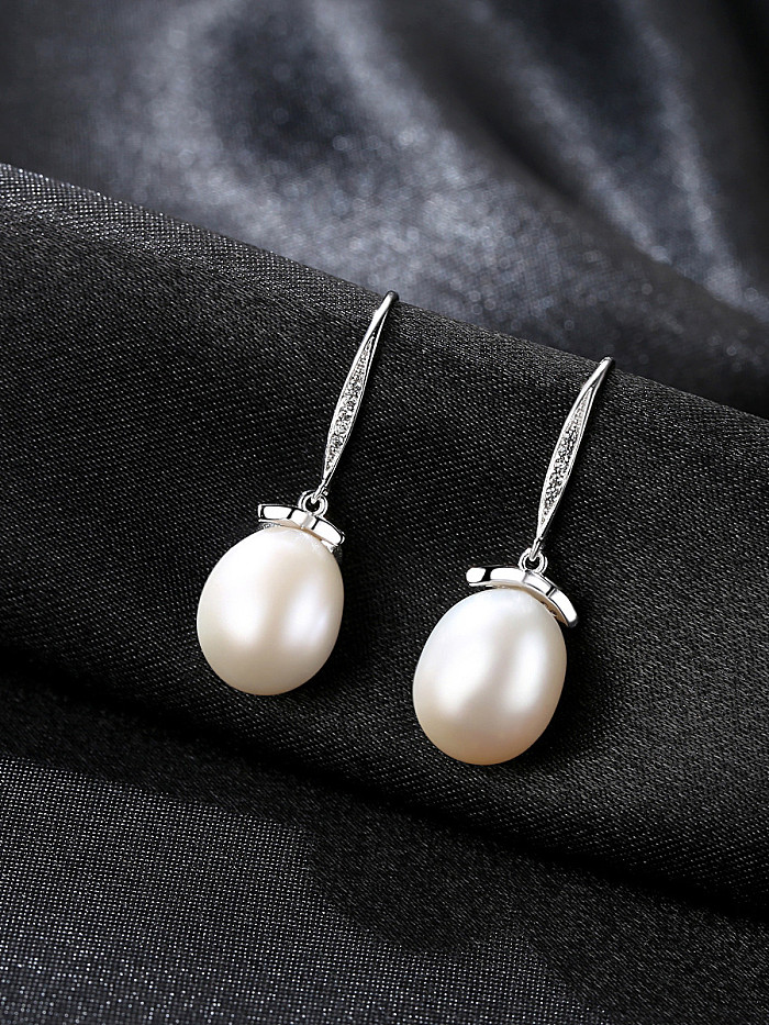 Sterling Silver Plated 18K Gold Natural Freshwater Pearl Earrings