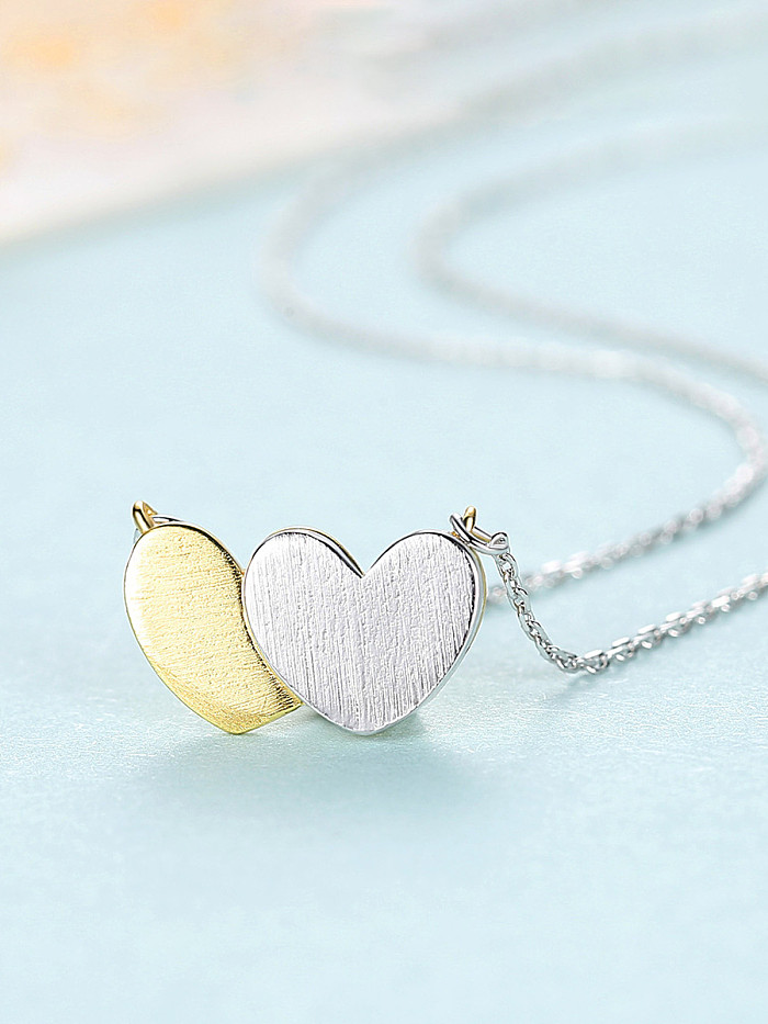 925 Sterling Silver With Two-color plating Simplistic Heart Locket Necklace