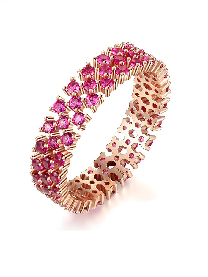 925 Sterling Silver With Cubic Zirconia Simplistic Multiple rows Band Rings